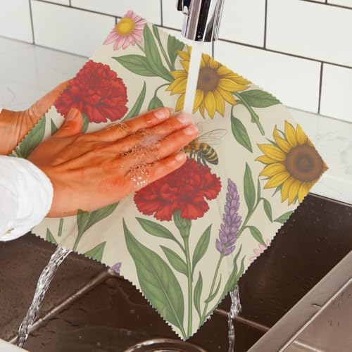 Reusable Beeswax Wraps, Garden Flowers Wraps, 9 Pack Eco-Friendly Food Storage, Organic, Sustainable, Zero Waste, Plastic-Free, Sandwich, Bowl, Bread, Fruit, 1XL, 3M, 5S - Image 6