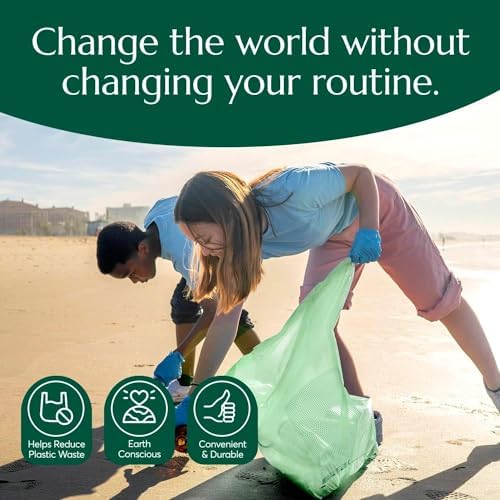 Cleanomic Compostable* 13 Gallon Waste Bags with Drawstring (3 Pack, 75 Count), BPI Certified For Kitchen Compost - Image 7