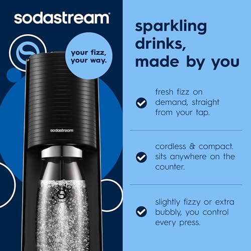 SodaStream TERRA Sparkling Water Maker, CO2 Bundle, CQC CO2 System, Includes 3 Quick Connect 60L CO2 Cylinders, 1 Dishwasher Safe BPA Free Bottle, Make your own Pepsi, Black - Image 3