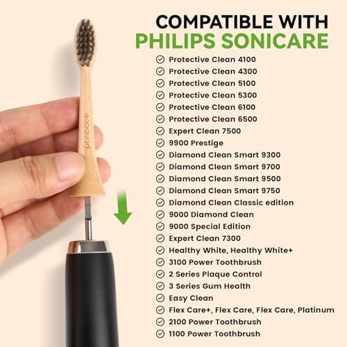 Bamboo Toothbrush Heads Compatible with Philips Sonicare, Soft Charcoal Infused Bristles, Whitening & Deep Cleaning - Image 2