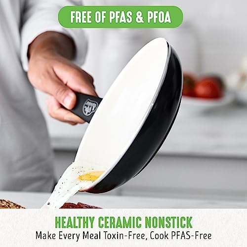 GreenLife Soft Grip Healthy Ceramic Nonstick 23 Piece Kitchen Cookware Pots and Frying Sauce Saute Pans Set with Kitchen Utensils, PFAS-Free, Dishwasher Safe, Black - Image 2