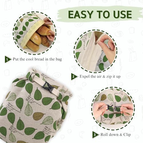 2 Pack Beeswax Bread Bags for Homemade Bread with Zipper, Large 13x17'' Reusable Beeswax Sourdough Bread Storage Bag, Keep Loaves Fresh Longer, Freezer Safe & Airtight, Natural, Zero Waste - Image 4
