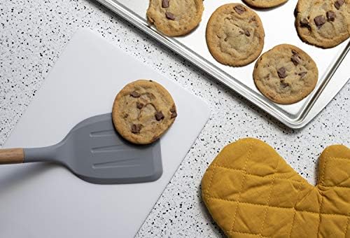 Country Kitchen Non Stick Silicone Utensil Set with Rounded Wood Handles for Cooking and Baking, 6 Piece Set, Gray - Image 4