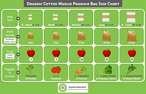 Reusable Cloth Produce Bags - Organic Cotton Cloth Vegetable Bags - Reusable Bulk Sacks for Grocery and Produce - Flour Sack Cotton Muslin Vegetable Storage Sacks (2 XL, 2 L, 2 M, 2 S) - Image 4