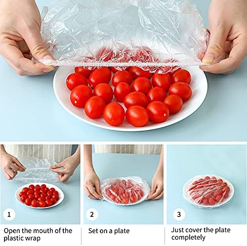 Homelove 100pcs Plastic Bowl Covers Food Cover Dish Covers, Reusable Elastic Stretch Fresh Keeping Bags, Kitchen Dining Plate Bread Proofing Food Storage Covers, Plastic Wrap (Boxed) - Image 4