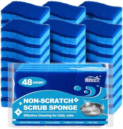 HOMEXCEL Sponges Kitchen 48 Pack, Non Scratch Scrub Dish Sponge for Dishes by HOMEXCEL