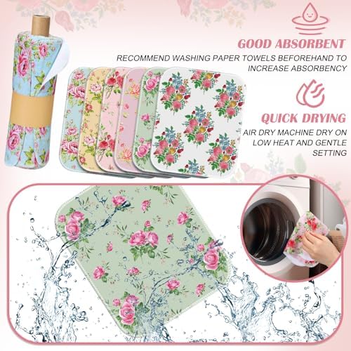 36 Pack Reusable Kitchen Cloths Cotton Towels, Countryside Flowers - Image 3