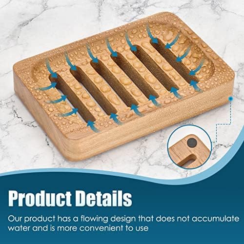 DEBETOOL 2-Pack Teak Wood Soap Dish, Waterproof Self Draining Bar Soap - Image 4