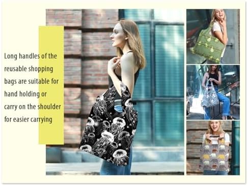 BeeGreen Turtle Reusable Grocery Bags Frog Elephant Flamingo Jellyfish Shopping Bags Bulk 50LBS X-Large Heavy Duty 6 Pieces - Image 6
