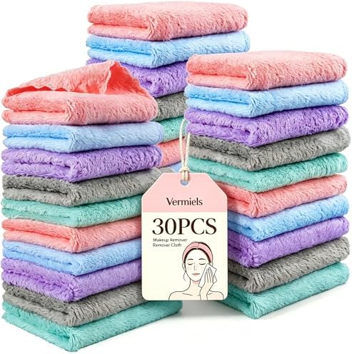 30 Pack Makeup Remover Cloths 7x7 Inch Reusable Facial Washcloths by Unknown