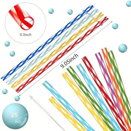 25 Pack 9 Inch Clear Reusable Plastic Straws with Cleaning Brush, BPA-Free Dishwasher Safe Tumbler Straws for 16 oz & 20 oz Cups, YETI, Mason Jars, Iced Coffee and Travel Cups - Image 3