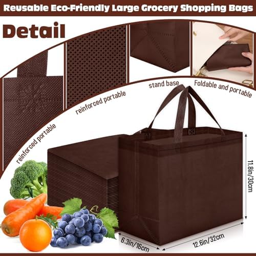 Windyun Reusable Grocery Bags Non Woven with Handles - Image 2