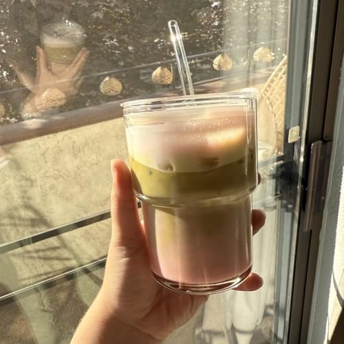 13oz Glass Tumbler with Straw and Lid, Leak Proof Iced Coffee Cup, Thick Wall BPA Free Drinking Glass Water Cups for Iced Coffee, Matcha, Smoothie and Travel-(Clear-2pack) - Image 6