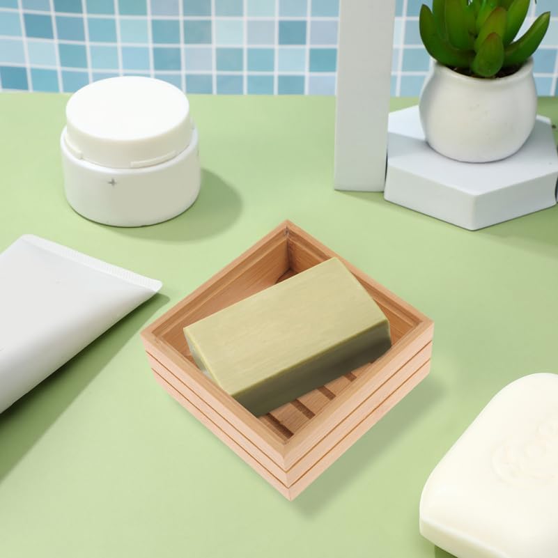 Bamboo Soap Dish with Lid Bamboo Soap Holder for Bathroom and Shower Stylish Tray for Bar Storage Natural Case - Image 5