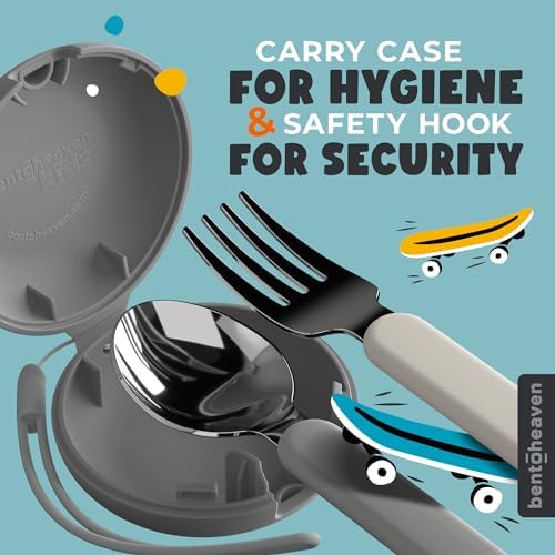Bentoheaven Kids Utensils Set with Case, Reusable Fork & Spoon, Bulldog - Image 3