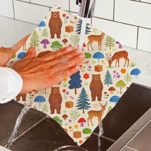 LENARKU Reusable Beeswax Wrap, Forest Animals Wraps, 9 Pack Eco-Friendly Food Storage, Organic Cotton, Sustainable, Zero Waste, Plastic-Free, Sandwich & Snack Covers, 1XL, 3M, 5S - Image 6