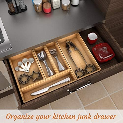 Wooden Drawer Organizer for Kitchen, Small Stackable Utensil Holder 12"x 6" - Image 3