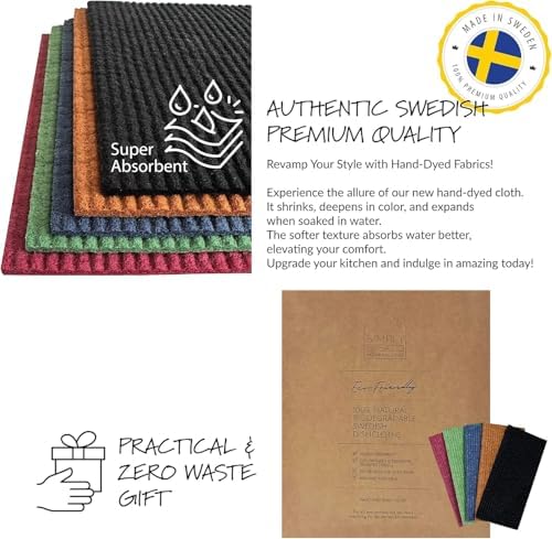 Hand‑Dyed 5‑Pack Swedish Dishcloths – Reusable, Biodegradable Cloths, Super‑Absorbent Dual‑Texture, Plastic‑Free Packaging, Made in Sweden - Image 6