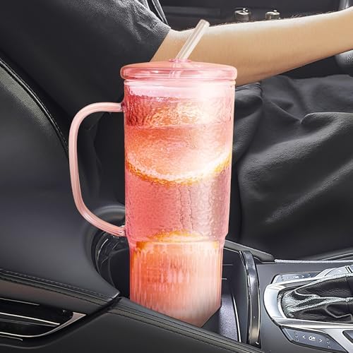 JunVpic Glass Tumbler, 24 oz Glass Cup with Lid, Straw and Handle - Image 6
