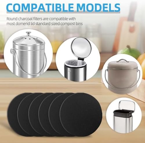 Compost Filter for Countertop Bin, 6.7 Inch Charcoal Filter for Compost Bin - Image 2