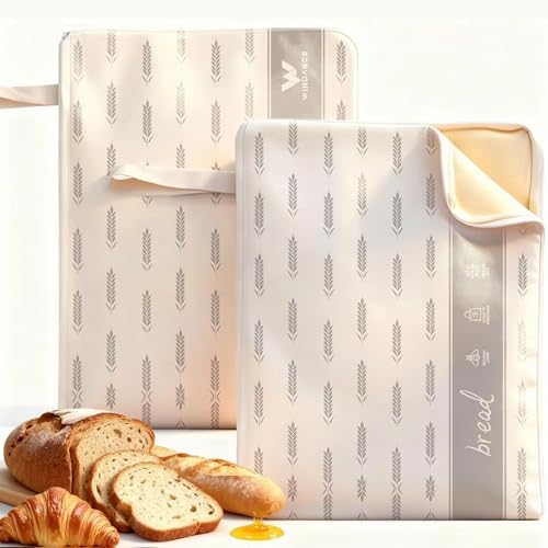 WiNDANCE 2 Pack Beeswax Bread Bags with Zipper, XL(13x17in) Sourdough Bread Storage for Homemade, Freezer Storage Bag to Keep Fresh, Cotton Beeswax Container, Baguette Bag with Liner Kitchen Baking by Unknown