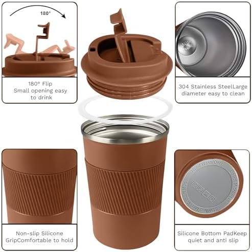 Insulated Travel Coffee Mug, Stainless Steel Coffee Cup with Leakproof Lid - Image 2