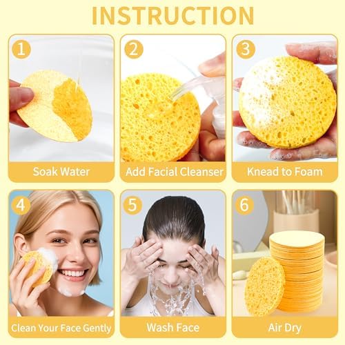 100-Count Compressed Facial Sponges, Yellow - Image 4