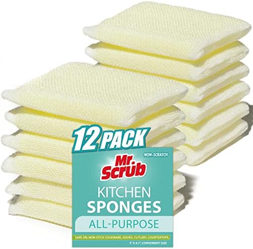 Mr. Scrub All-Purpose Sponges, Non Scratch, for Washing and Cleaning Dishes, Premium Scrub and Scrubbers, 12 Pads, Ideal for Kitchen, Bathroom by MrScrubCleaninghelpers