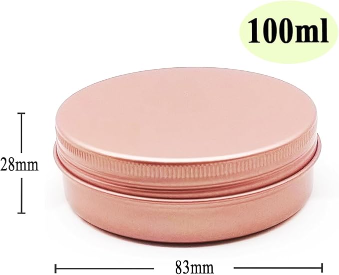 6pack 100ml Aluminum Tin Jars, 100 Gram Empty Travel Cosmetic Sample Container Screw Cap Lid, 100g Metal Tins Can for DIY Crafts, Lip Balms, Face Cream, Candle, Tea, Paint, Slime, Matte-Pink