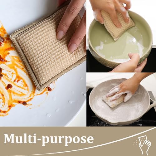 Bamboo Dish Sponge Natural Kitchen Scrub Sponges-Beige,6 Pack - Image 7