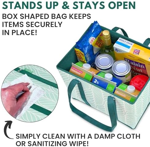 Reusable Grocery Bags (3 Pack) – Heavy Duty Reusable Shopping Bags, Green - Image 3