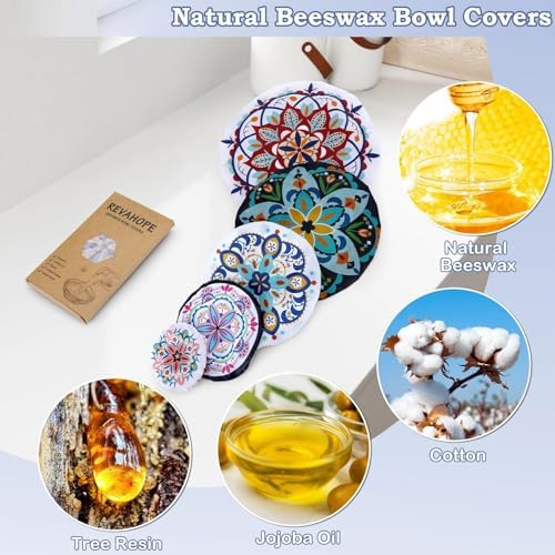 5Pcs Reusable Beeswax Elastic Bowl Covers for Bread Proofing and Food Cover - Image 3