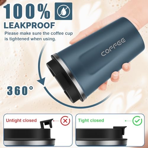 CS COSDDI 12 oz Coffee mug - Stainless Steel Coffee Cup with Leakproof Lid - Image 4