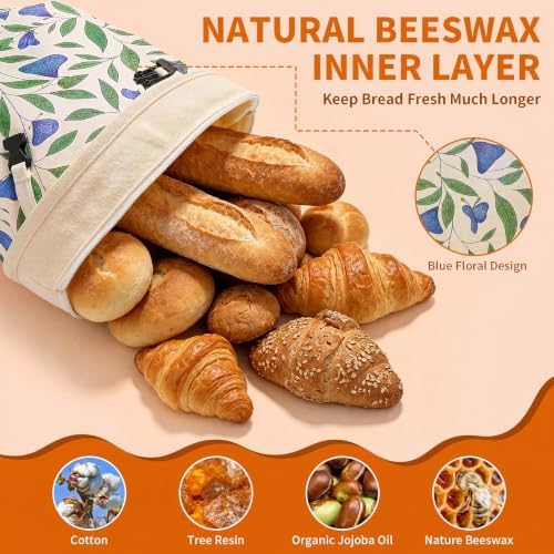 2 Pack Beeswax Bread Bags for Sourdough & Homemade, L-Zip & Buckle - Image 3