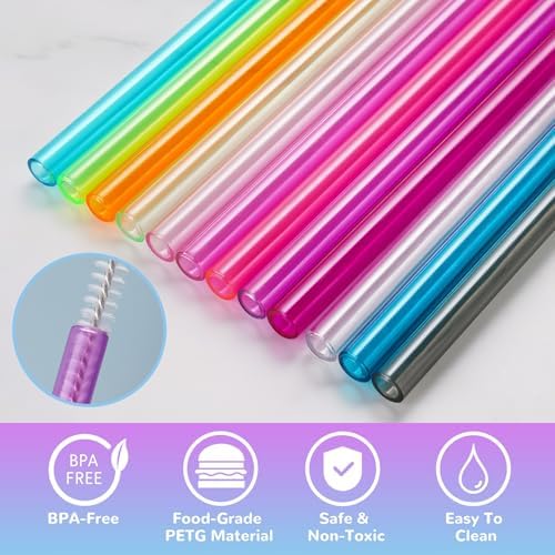 NiHome 12-Pack Plastic Reusable Straws Fit for Stanley 40 30 64 oz Tumbler - Image 6