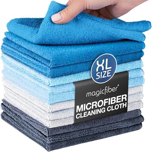 MagicFiber Microfiber Cleaning Cloth, Rags & Dish Towels, 12pk, Large 13x11 by MagicFiber