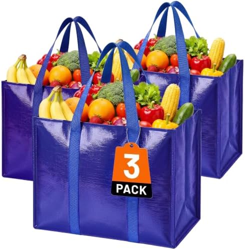 Reusable Grocery Bags, Waterproof & Foldable Shopping Bags Stand Upright by WiseLife