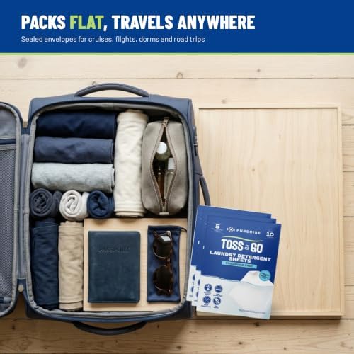 Purecise Travel Laundry Detergent Sheets, Fragrance Free, 30 Loads, 3 Pack - Image 5