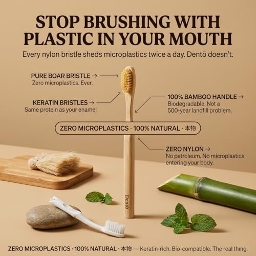 Dento 4-Pack Boar Bristle & Bamboo Toothbrushes, Keratin for Polish - Image 5