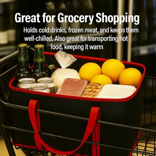 musbus 2Pk Trunk Organizer for Car Insulated Reusable Grocery Bags, Collapsible Cooler Bag for Groceries, Heavy Duty Large Insulated Bag (Large, Charcoal Black) - Image 3