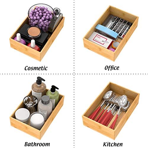 Bamboo Kitchen Drawer Organizer 9"x 6", Storage Box for Utensil Organizer - Image 6
