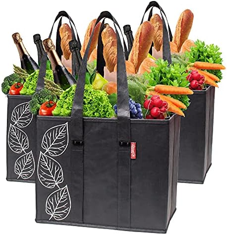 PLANET E Reusable Premium Quality Grocery Shopping Box Bags - Heavy Duty Tote Set with Reinforced Bottom by Planet+E+by+Eco-stream