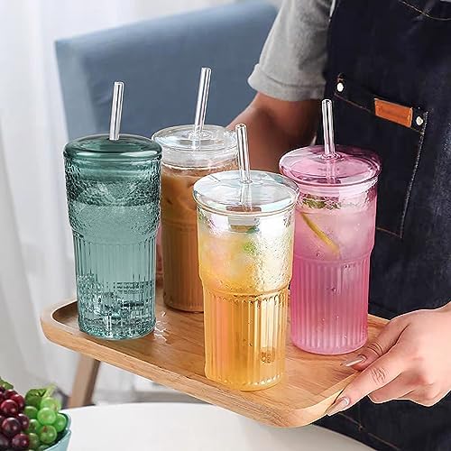 JunVpic Glass Coffee Tumbler, 20 oz Glass Cup with Lid and Straw - Image 6