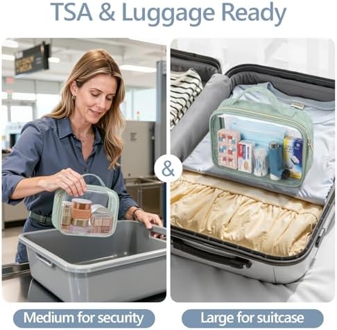 PACKISM TSA Approved Toiletry Bag- Clear Makeup Bag Travel, 2 Pack Green - Image 2