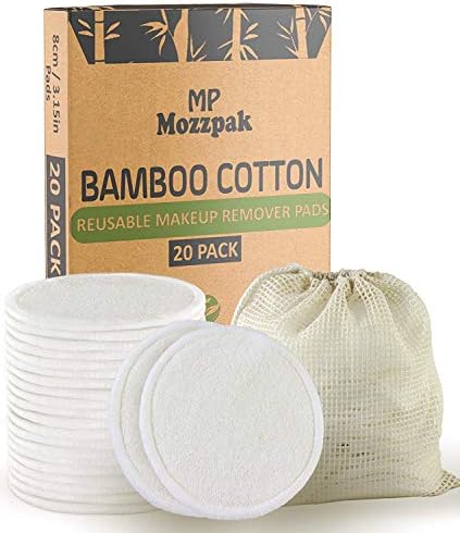 MP MOZZPAK (20 Pack) Reusable Makeup Remover Pads | Bamboo Cotton Rounds for Toner with Laundry Bag | Washable, Eco-Friendly Face Cleansing Wipes and Organic Pad for All Skin Types by Unknown