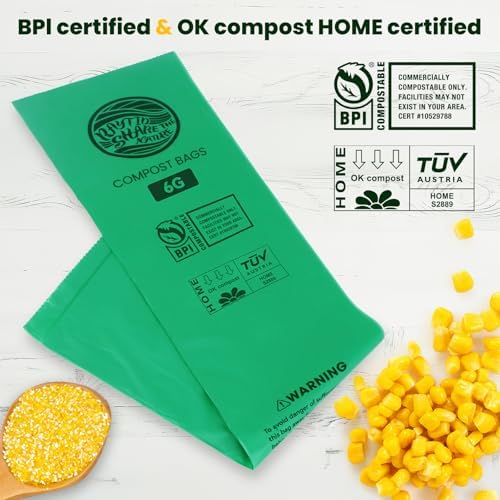 Compostable Bags, 6 Gallon Food Scraps Yard Waste Bags,Fits 5-6-8 Gallon trash can, 30 Liter, 70Count, Heavy Duty 0.85 Mils, ASTMD 6400 Kitchen Trash Bags, BPI&OK compost HOME certified - Image 3