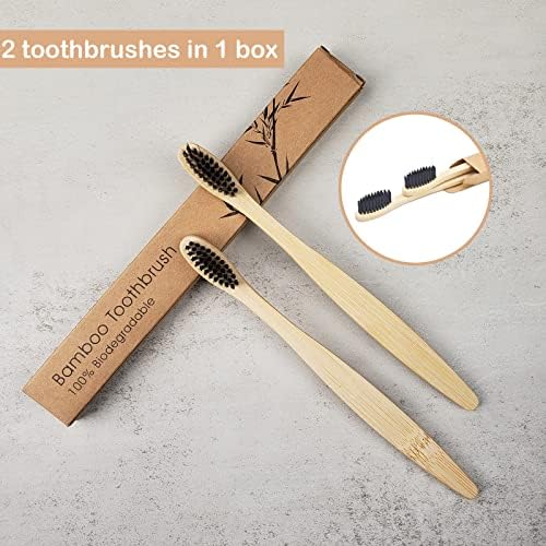 SEVENHEAD 10 PCS Bamboo Toothbrushes Soft Bristles Wooden Toothbrushes for Adult, Natural Biodegradable BPA Free Eco Friendly Toothbrushes Black - Image 2
