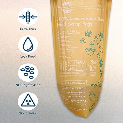 Compost Bags, Trash Bags 3 Gallon, Extra Thick, US BPI ASTM D6400 Certified Compostable Food Scrap Kitchen Waste Bags, 200 Count - Image 4
