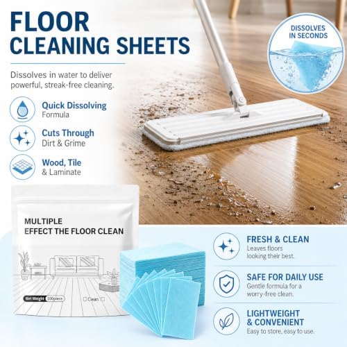 Floor Cleaning Tablets, Multi-Surface Cleaner Sheets, 100 Count, Blue - Image 2