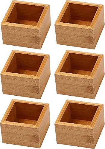 YBM Home Bamboo Drawer Organizer Storage Box for Kitchen Drawer, Junk Drawer, Office, Bedroom, Children Room, Craft, Sewing, and Bathroom, 6 Pack 3x3x2 inch by YBMHome